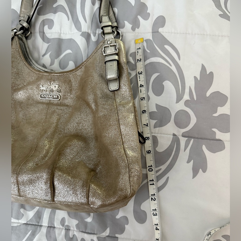 COACH Madison Maggie Metallic Gold Suede Leather Hobo Shoulder Bag - Picture 15 of 16